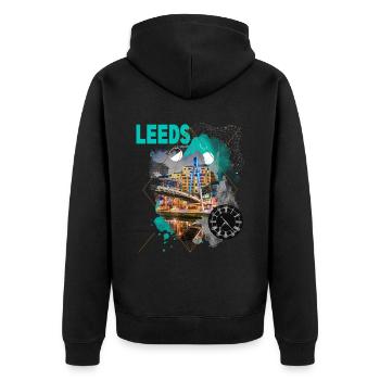 Leeds Angleterre UK City Skyline Vintage Rétro - Veste à capuche bio Premium Unisexe - noir - Dos - Nico (187cm)