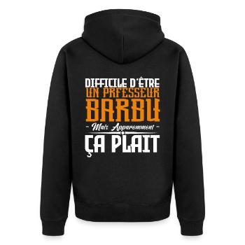 professeur barbu, citations barbe, cadeau Idée - Veste à capuche bio Premium Unisexe - noir - Dos - Nico (187cm)
