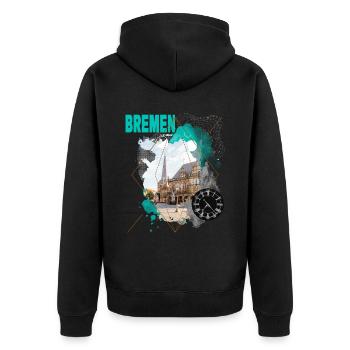 Brême Allemagne City Skyline Vintage Retro - Veste à capuche bio Premium Unisexe - noir - Dos - Nico (187cm)