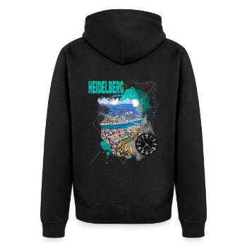 Heidelberg Allemagne City Skyline Vintage Retro - Veste à capuche bio Premium Unisexe - noir - Dos - Nico (187cm)