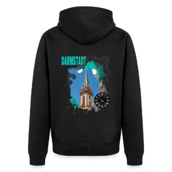 Darmstadt Deutschland Stadt Skyline Vintage Retro - Unisex Premium Bio Zip Hoodie - Schwarz - Hinten - Nico (187cm)