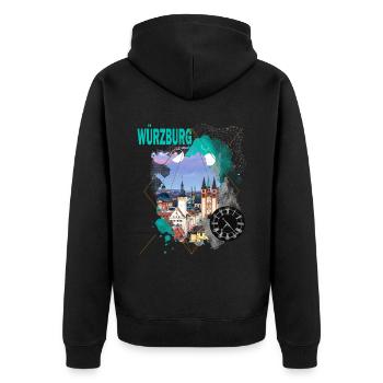 Würzburg Allemagne City Skyline Vintage Retro - Veste à capuche bio Premium Unisexe - noir - Dos - Nico (187cm)