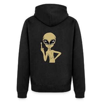 Conception sarcastique Fuck You T-shirt Design - Veste à capuche bio Premium Unisexe - noir - Dos - Nico (187cm)