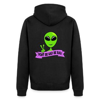 Ne soyez pas triste signe de paix Design T-shirt - Veste à capuche bio Premium Unisexe - noir - Dos - Nico (187cm)