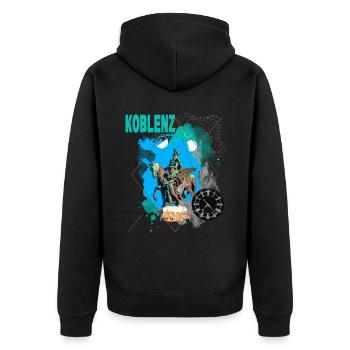 Koblenz Deutschland Stadt Skyline Vintage Retro - Unisex Premium Bio Zip Hoodie - Schwarz - Hinten - Nico (187cm)