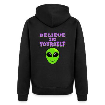 Believe In Yourself Motivational T-shirt Design - Unisex Premium Bio Zip Hoodie - Schwarz - Hinten - Nico (187cm)