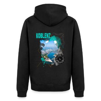 Koblenz Germany City Skyline Vintage Retro - Unisex Premium Organic Zip Hoodie - black - Back - Nico (187cm)