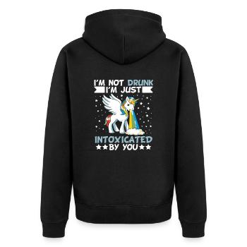 Magical Mythical Clouds Drunkard Beer Rainbow Top - Unisex Premium Organic Zip Hoodie - black - Back - Nico (187cm)