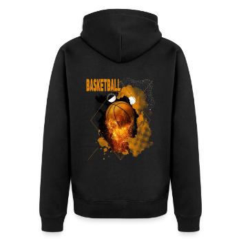 Basketball Fire Basketball Player Dunking Sport Retro - Unisex Premium Organic Zip Hoodie - black - Back - Nico (187cm)