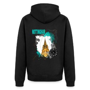 Nottingham Angleterre Royaume-Uni City Skyline Vintage Rétro - Veste à capuche bio Premium Unisexe - noir - Dos - Nico (187cm)