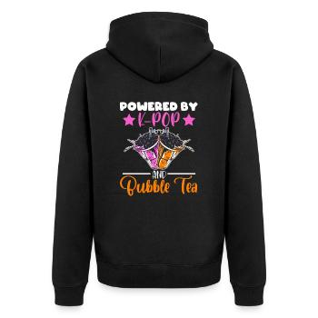 Powered By K-pop And Bubble Tea Simple Music Top - Unisex Premium Bio Zip Hoodie - Schwarz - Hinten - Nico (187cm)