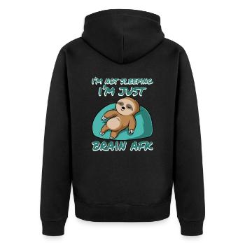 Sleepy Slow Animal Lovers Sloth Apparel I'm Not - Unisex Premium Organic Zip Hoodie - black - Back - Nico (187cm)