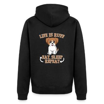 Animal Dog Design For Paw Owners Life Is Ruff Eat - Unisex Premium Organic Zip Hoodie - black - Back - Nico (187cm)