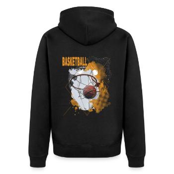 Basketball Korb Basketballer Dunking Sport Retro - Unisex Premium Bio Zip Hoodie - Schwarz - Hinten - Nico (187cm)