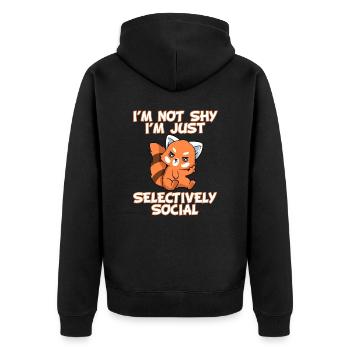 I'm Not Shy I'm Just Selectively Social - Unisex Premium Organic Zip Hoodie - black - Back - Nico (187cm)