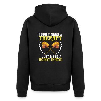 I Don't Need A Therapy I Just Need A Hobby Horse - Unisex Premium Bio Zip Hoodie - Schwarz - Hinten - Nico (187cm)