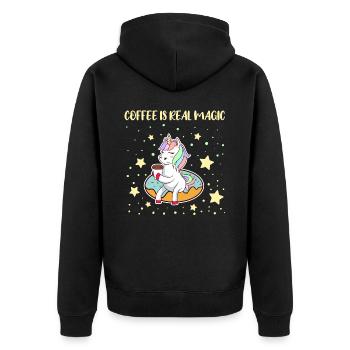 Le café de licorne de café impressionnant est une - Veste à capuche bio Premium Unisexe - noir - Dos - Nico (187cm)