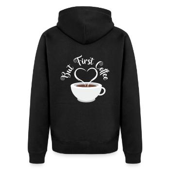 Caffeine Morning Breakfast Drink Collection - Unisex Premium Organic Zip Hoodie - black - Back - Nico (187cm)