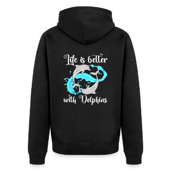 Sea Creatures Ocean Sea Swim Deep Sea T-shirt - Unisex Premium Bio Zip Hoodie - Schwarz - Hinten - Nico (187cm)