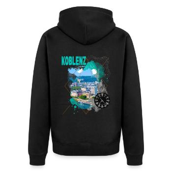 Koblenz Germany City Skyline Vintage Retro - Unisex Premium Organic Zip Hoodie - black - Back - Nico (187cm)