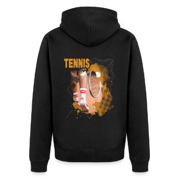 Tennis Tennis Player Player Vintage Retro - Unisex Premium Organic Zip Hoodie - black - Back - Nico (187cm)