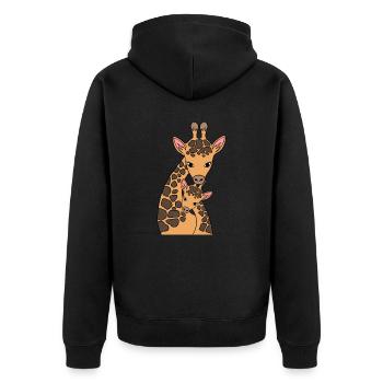 Mother's Day Mommy Mom Giraffe Tall Long-necked - Unisex Premium Bio Zip Hoodie - Schwarz - Hinten - Nico (187cm)