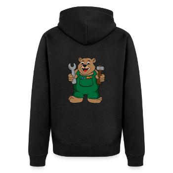 Papa Bear Fix Carpentry Dad Grandpa Father - Unisex Premium Bio Zip Hoodie - Schwarz - Hinten - Nico (187cm)