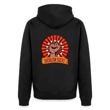 Socialism Slow Economical Growth Collection - Unisex Premium Organic Zip Hoodie - black - Back - Nico (187cm)