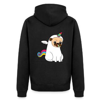 "Unipug Pug Unicorn" Certified Dog Lover? Here's - Unisex Premium Organic Zip Hoodie - black - Back - Nico (187cm)