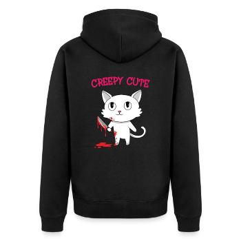 "Creepy Cute" Halloween Shirt For October 31st - Unisex Premium Bio Zip Hoodie - Schwarz - Hinten - Nico (187cm)