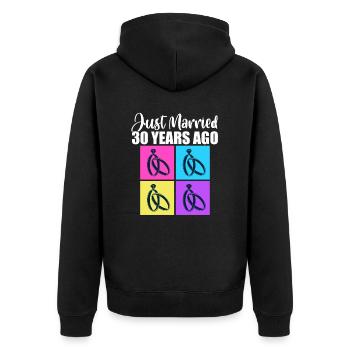 Heart Love Relationship Anniversary Wife Husband - Unisex Premium Bio Zip Hoodie - Schwarz - Hinten - Nico (187cm)