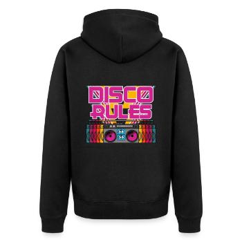 Retro Boombox Radio Music Rhythm Collection - Unisex Premium Bio Zip Hoodie - Schwarz - Hinten - Nico (187cm)