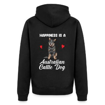 Australian Cattle Dog - Unisex Premium Bio Zip Hoodie - Schwarz - Hinten - Nico (187cm)