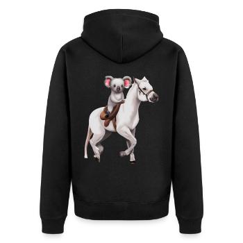 Koala auf einem Pferd - Unisex Premium Bio Zip Hoodie - Schwarz - Hinten - Nico (187cm)