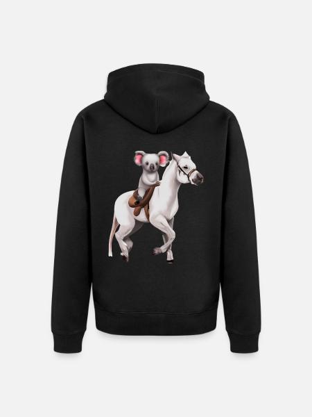 Koala auf einem Pferd - Unisex Premium Bio Zip Hoodie - Schwarz