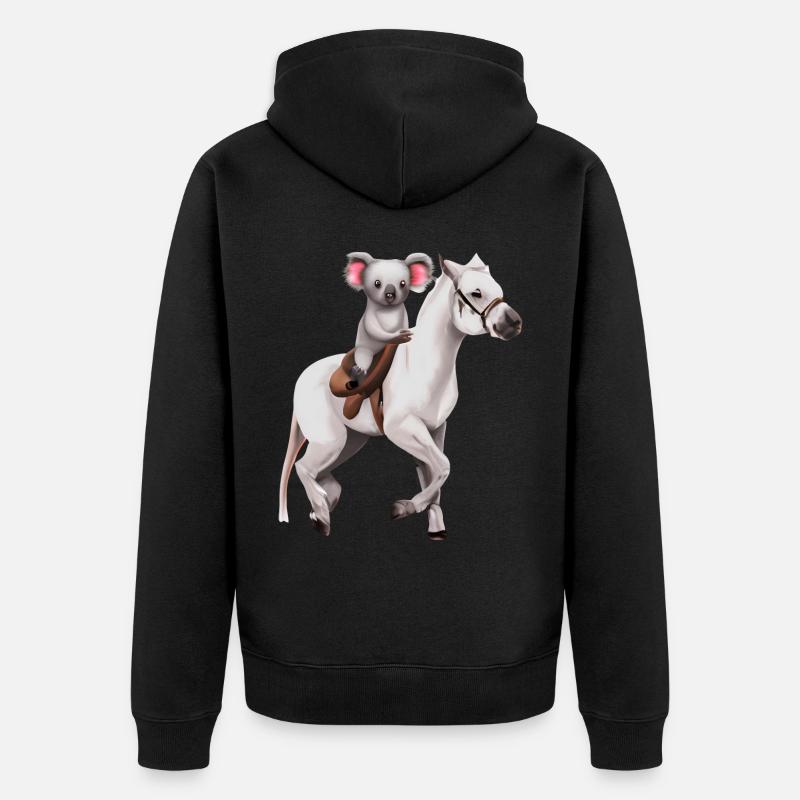Koala sur un cheval - Veste à capuche bio Premium Unisexe - noir