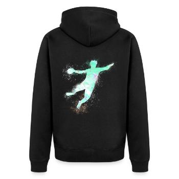 Handball, handballer, Beachhandball,Graffiti - Unisex Premium Bio Zip Hoodie - Schwarz - Hinten - Nico (187cm)