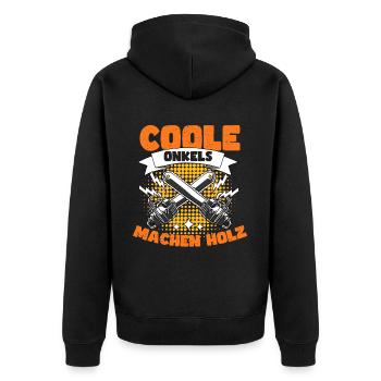 Coole Onkels Machen Holz - Unisex Premium Bio Zip Hoodie - Schwarz - Hinten - Nico (187cm)