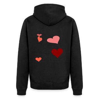 Herz Herzen herzlich Geschenkidee Geburtstag - Unisex Premium Bio Zip Hoodie - Schwarz - Hinten - Nico (187cm)