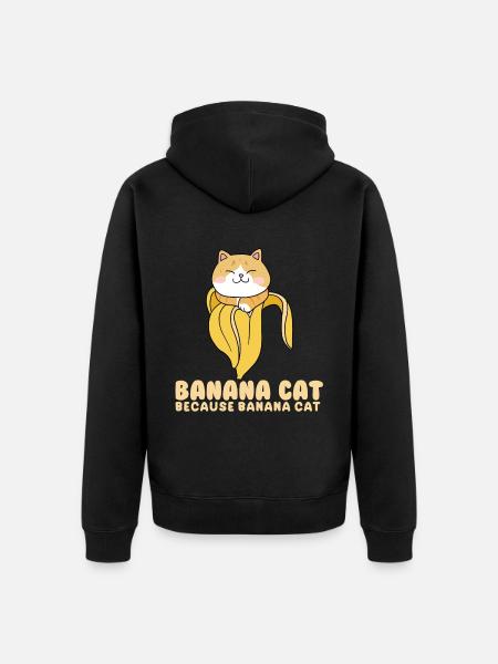 Banane Katze - Unisex Premium Bio Zip Hoodie - Schwarz