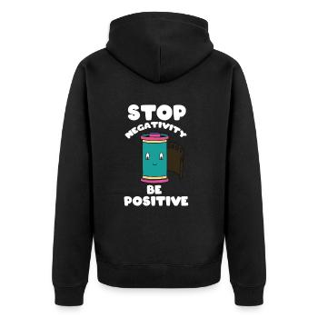 Arrêtez la négativité - soyez positif - Veste à capuche bio Premium Unisexe - noir - Dos - Nico (187cm)