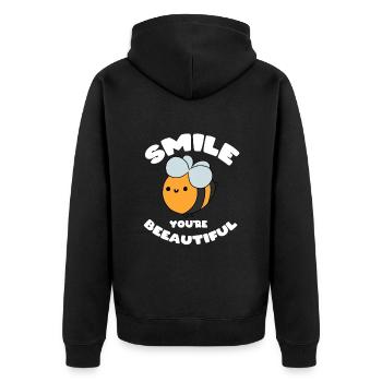 Smile You are bee-industrious - Unisex Premium Organic Zip Hoodie - black - Back - Nico (187cm)