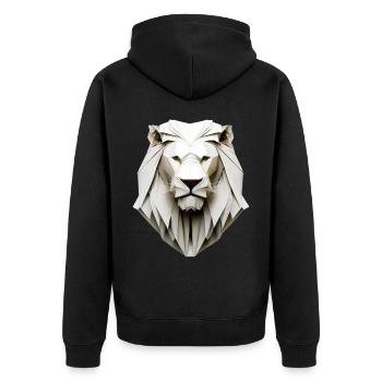 Origami Lion - King of the Art of Folding - Unisex Premium Organic Zip Hoodie - black - Back - Nico (187cm)