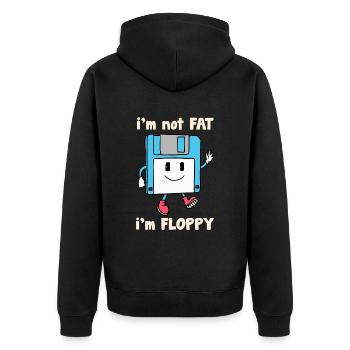 Floppy Disk Witz Joke - Unisex Premium Bio Zip Hoodie - Schwarz - Hinten - Nico (187cm)