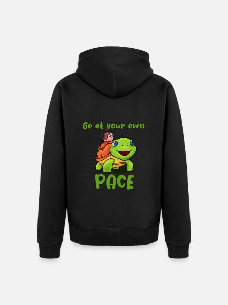 Tempo Turtle Funny - Unisex Premium Organic Zip Hoodie - black