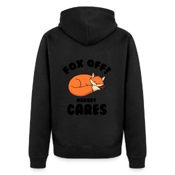 Fox Off Nobody Cares - Unisex Premium Organic Zip Hoodie - black - Back - Nico (187cm)