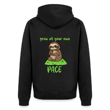 Grow at your own pace - Unisex Premium Organic Zip Hoodie - black - Back - Nico (187cm)