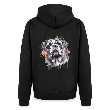 English bulldog - Unisex Premium Organic Zip Hoodie - black - Back - Nico (187cm)