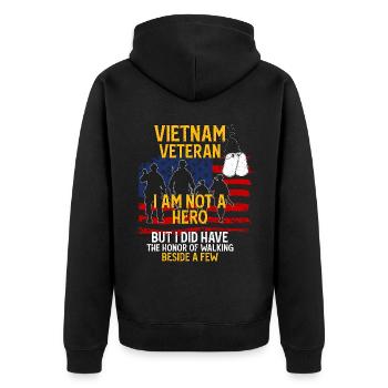 Vietnam Veteran - Unisex Premium Organic Zip Hoodie - black - Back - Nico (187cm)