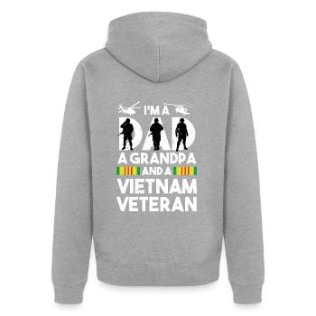 Vietnam Veteran - Unisex Premium Organic Zip Hoodie - heather grey - Back - Nico (187cm)